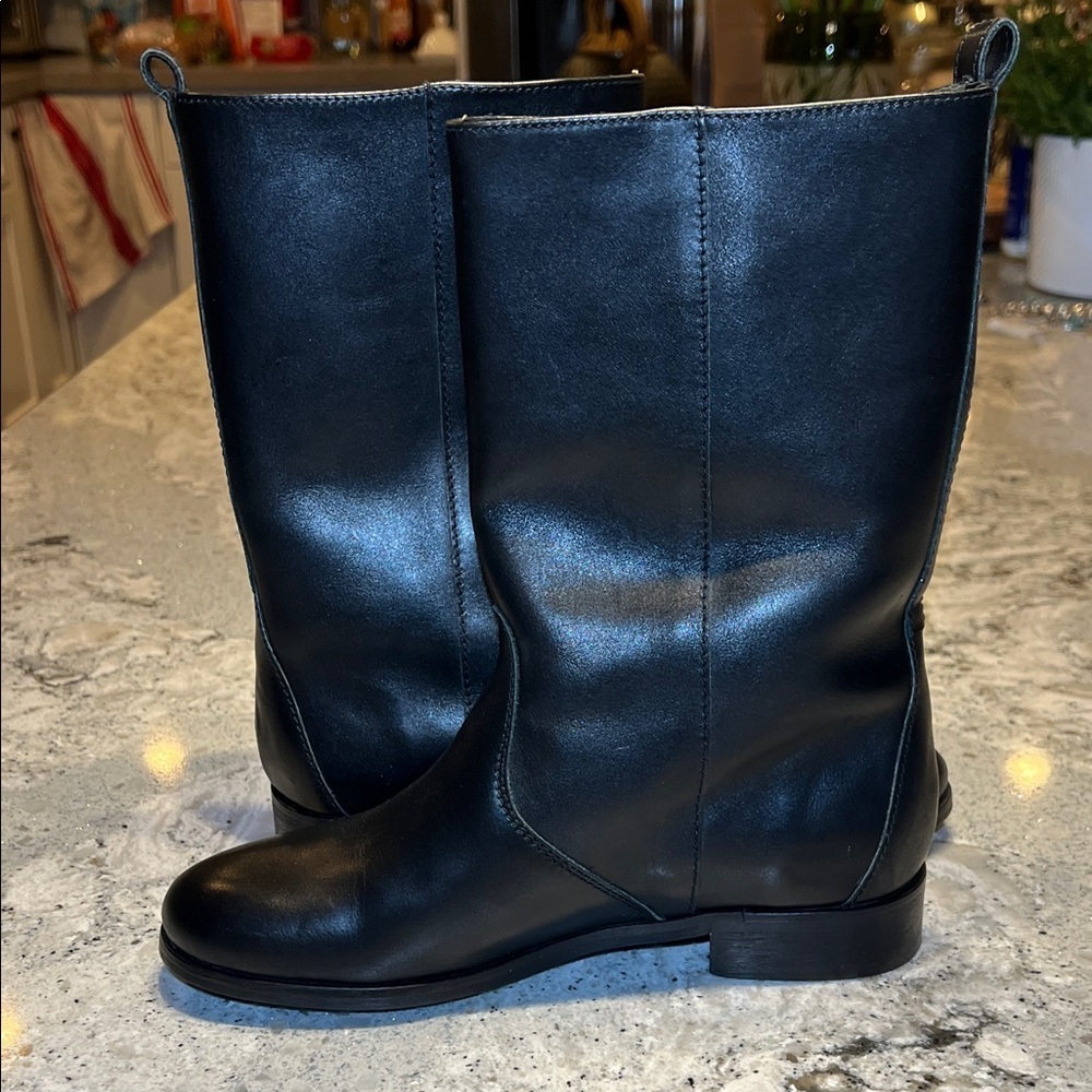 J. Crew Black Leather Billie Short Riding Boots Size 6.5 - Picture 10 of 13